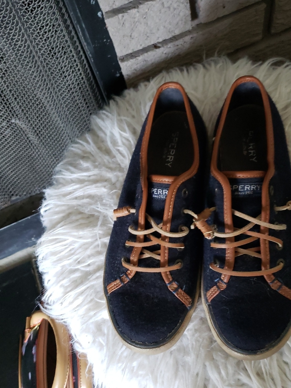 Sperry Navy and Tan Leather-Trim Men’s Boat Shoes